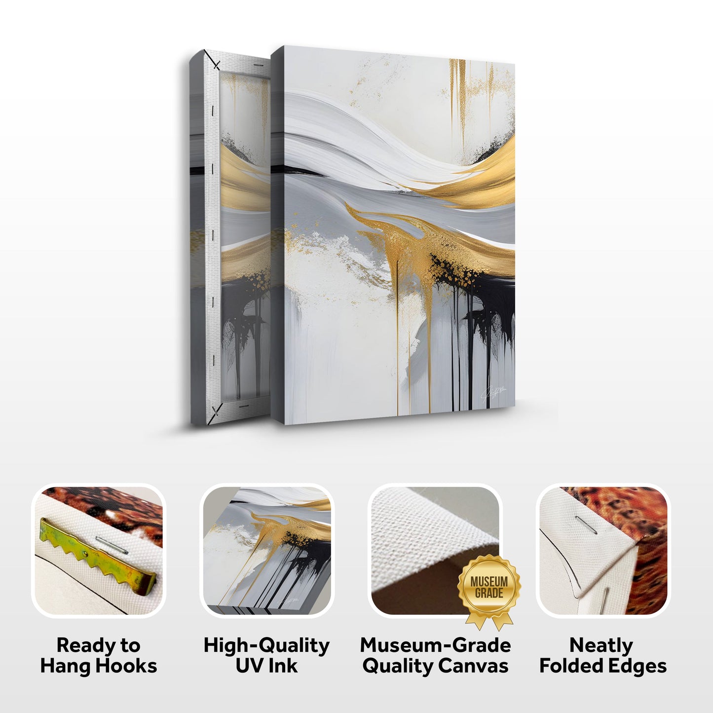Gilded Flow Gold Abstract Canvas Wall Art