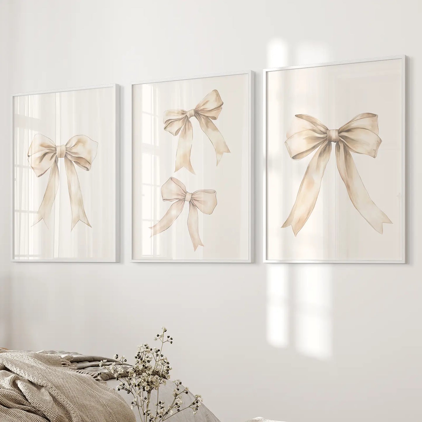 Aesthetic Bows Nursery Wall Art Poster Set of 3