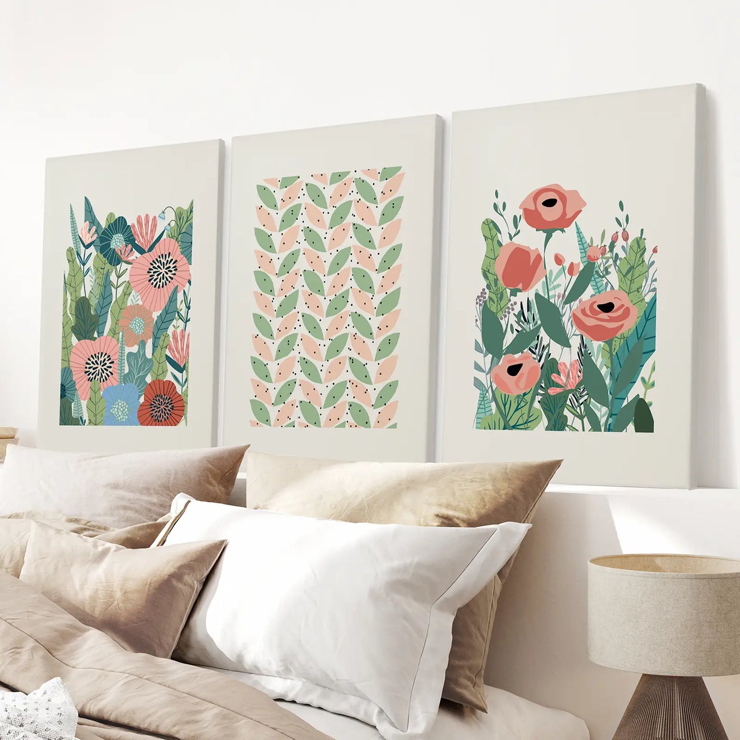 Pink Poppies Botanical Floral Wall Art Print