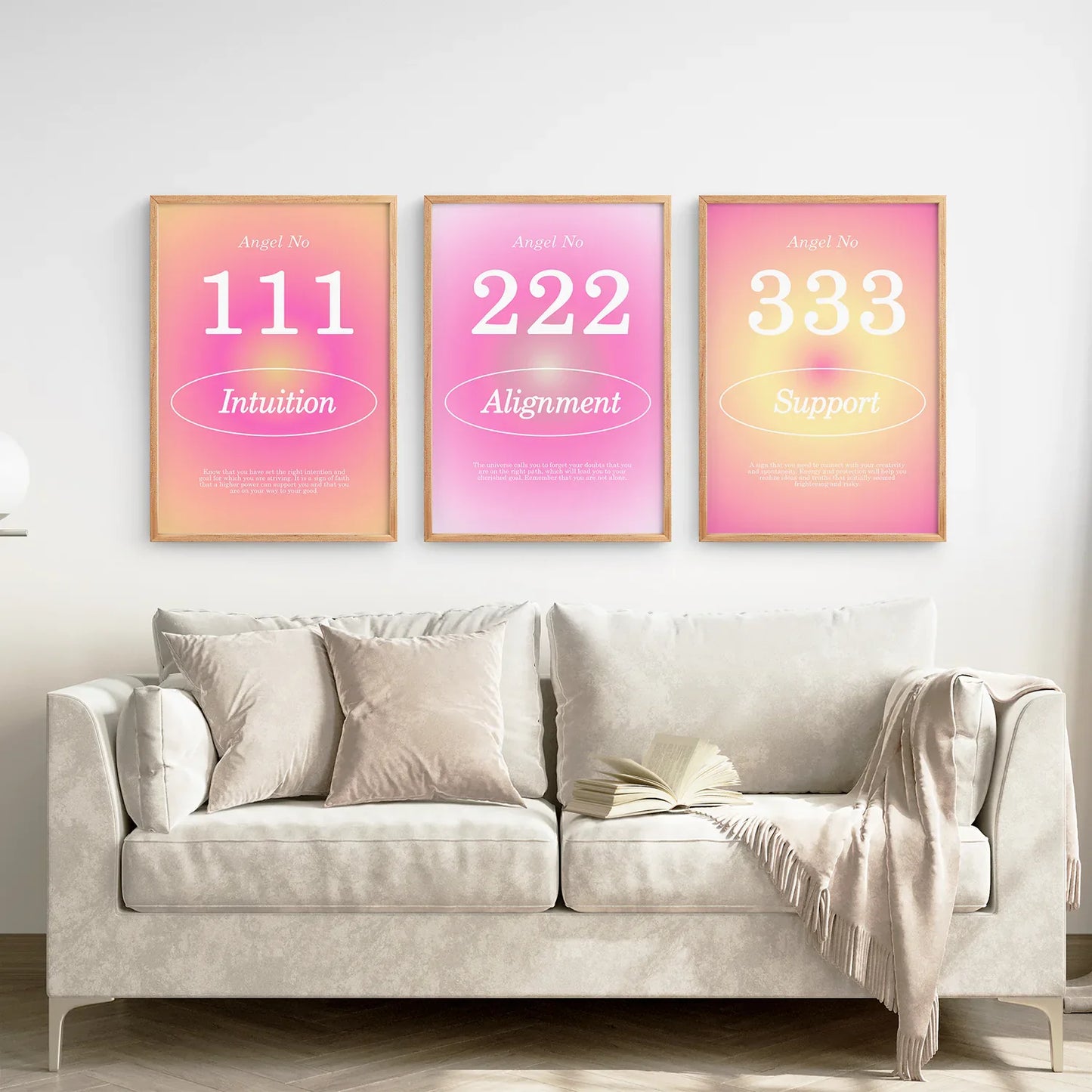 Colorful Gradient Aura Angel Wall Art Set of 3