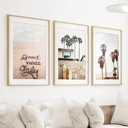 Boho Coastal Wall Art Set of 3 Surf Prints