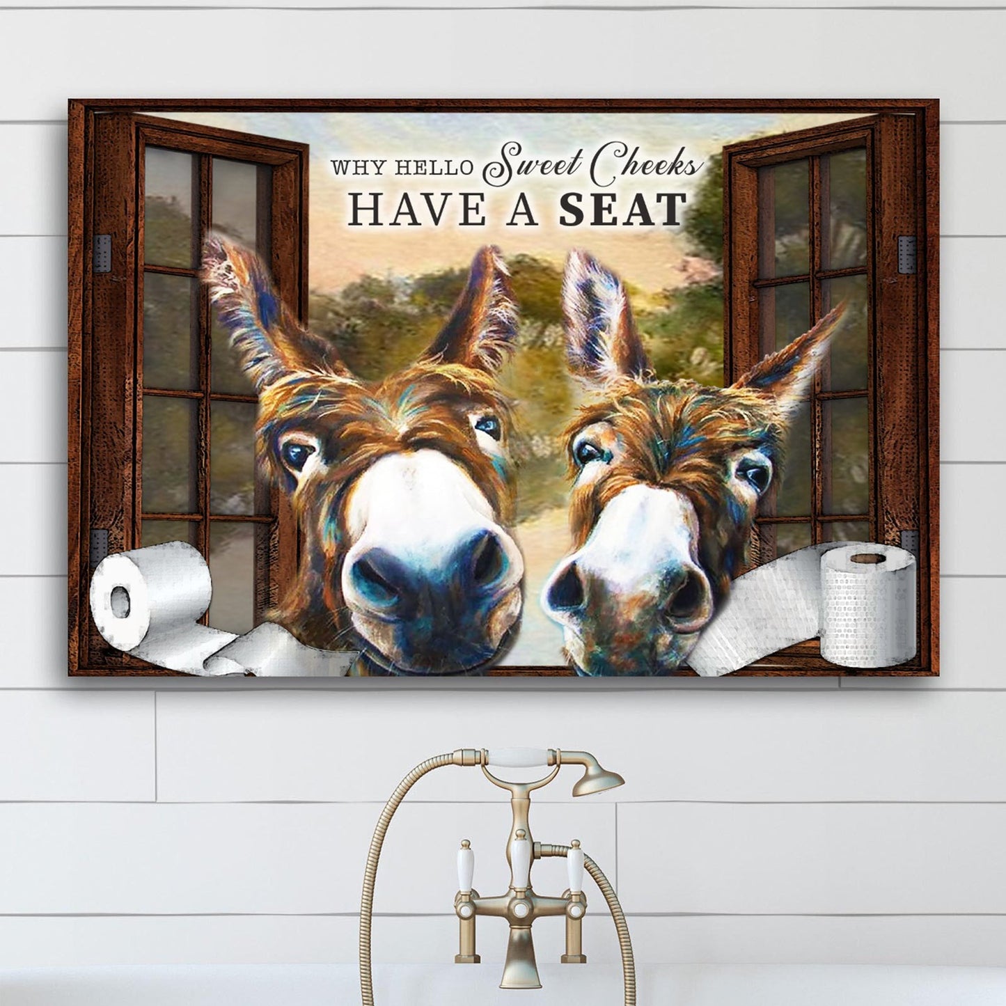 Have A Seat Sweet Cheeks bathroom canvas sign on wall