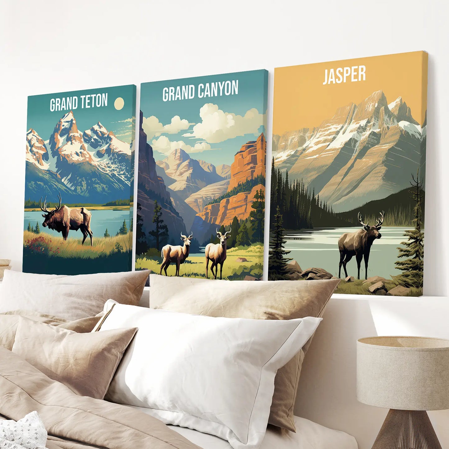 National Park Wall Art Set Grand Canyon Jasper Teton