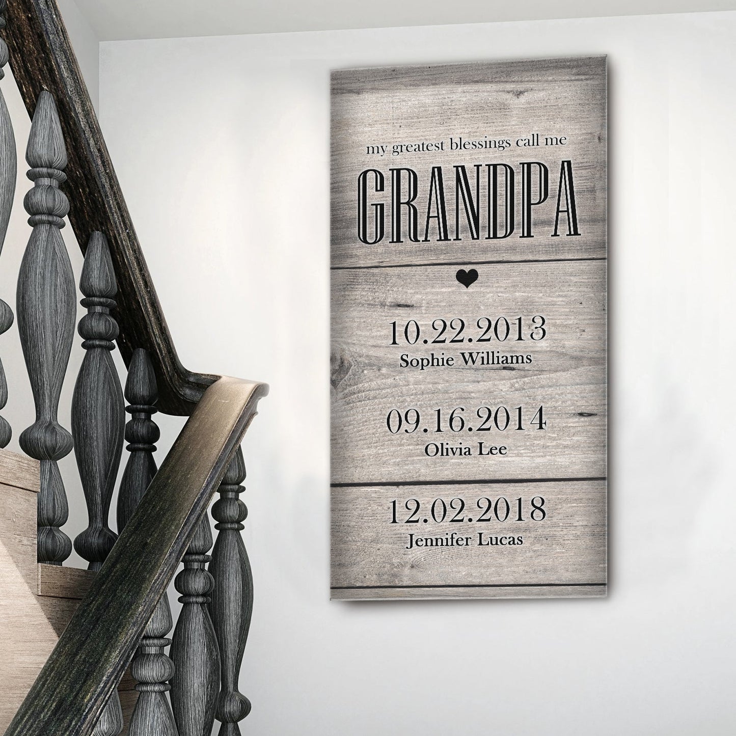 Grandfather Name Canvas Wall Art Sign