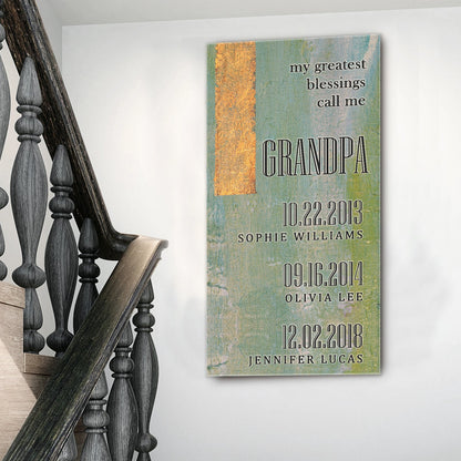 Grandfather Name Canvas Wall Art Sign