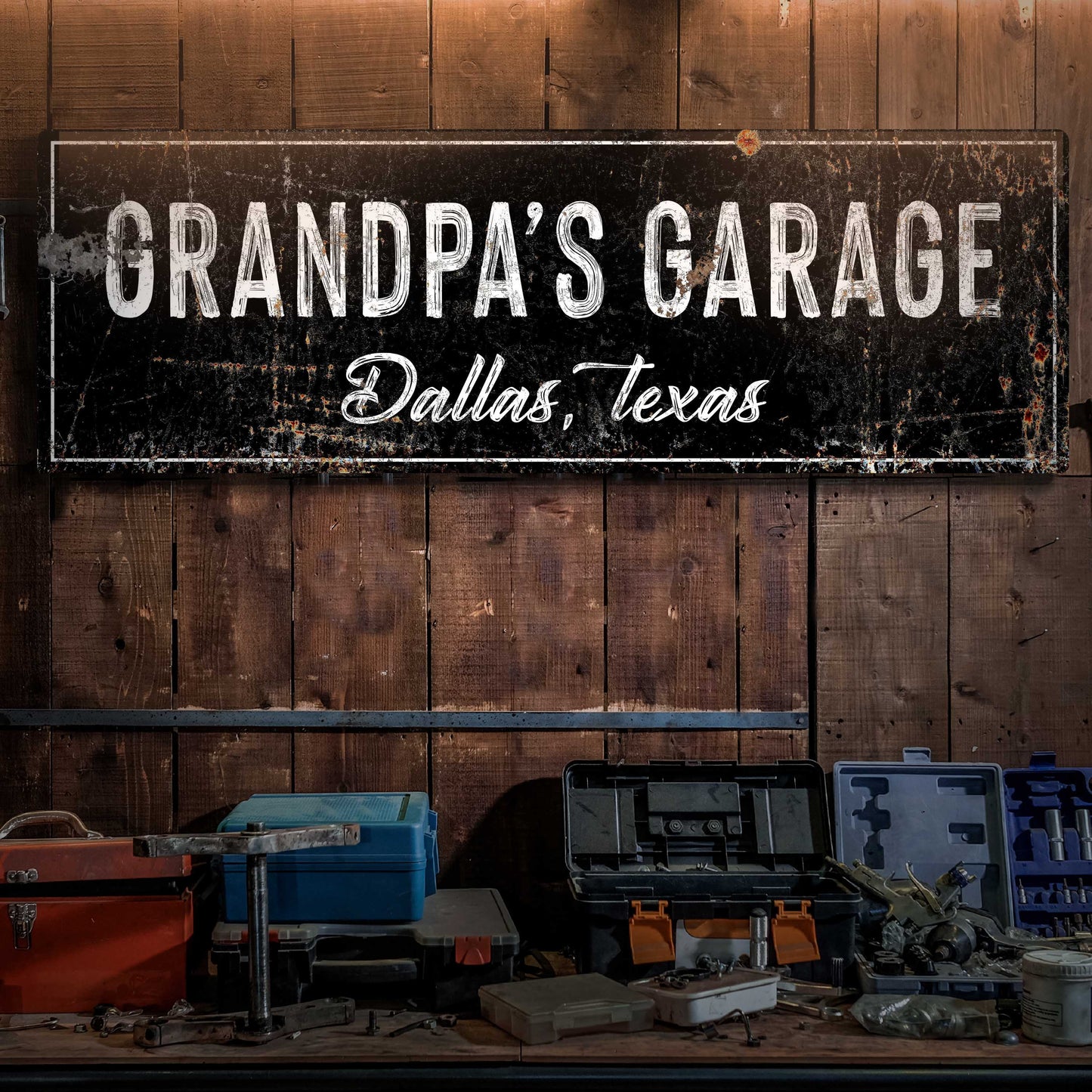 Grandpa's Garage Personalized Canvas Sign