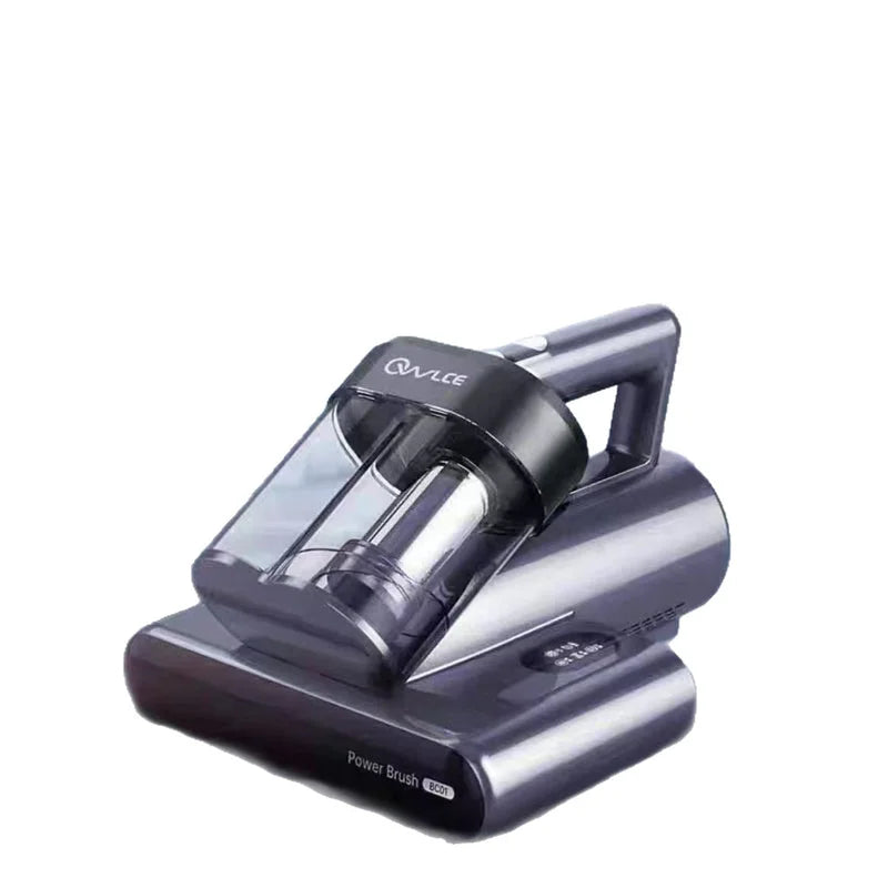 Gray Power Brush BC01 UV bed cleaner on charging base - portable mite removal and fragrance device
