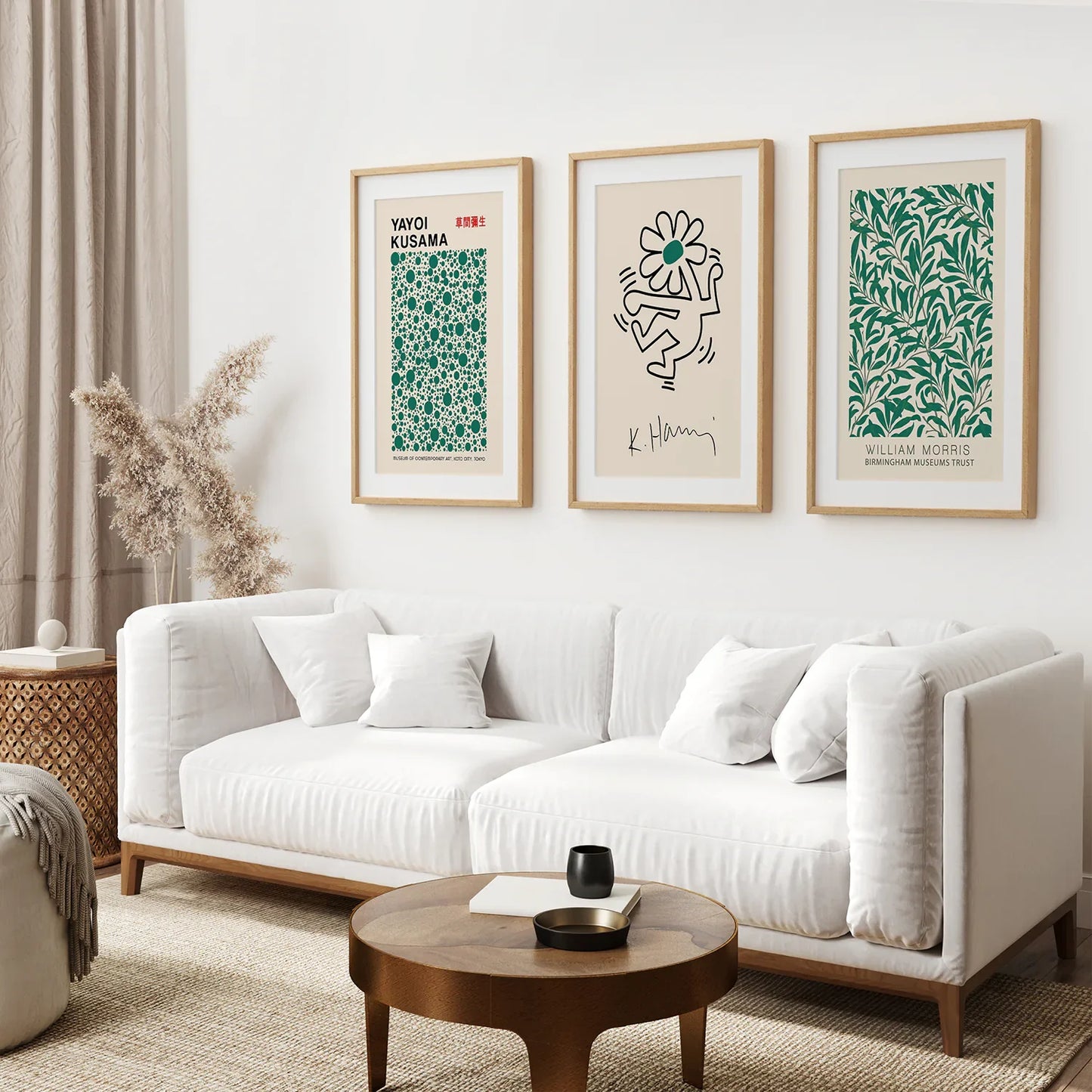 Green Abstract Exhibition Wall Art Set of 3 Prints