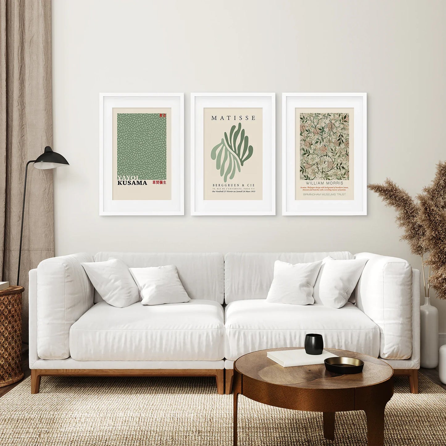 Sage Green Abstract Wall Art Set of 3, Modern Gallery