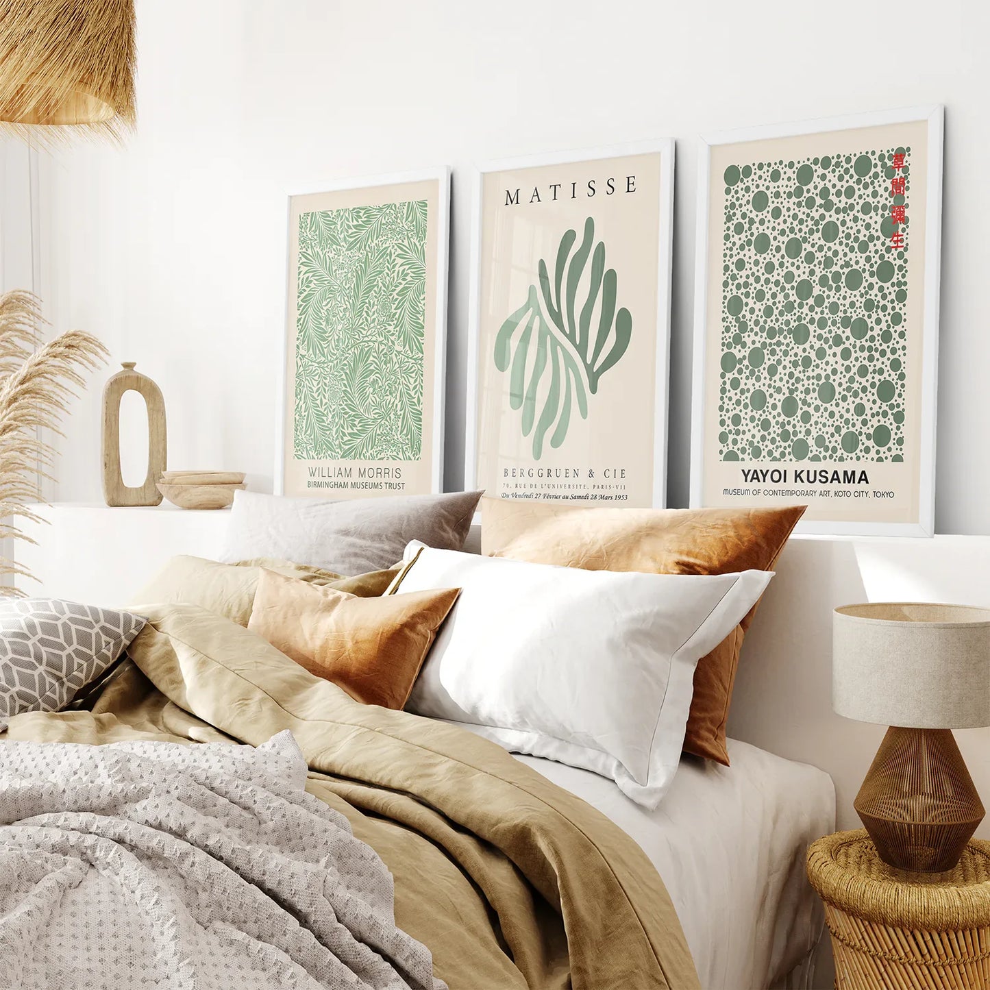 Sage Green Abstract Figure Wall Art Set of 3 Prints