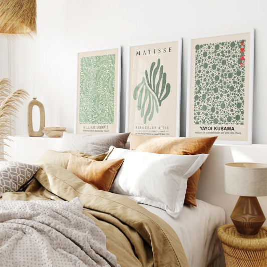 Sage Green Abstract Figure Wall Art Set of 3 Prints