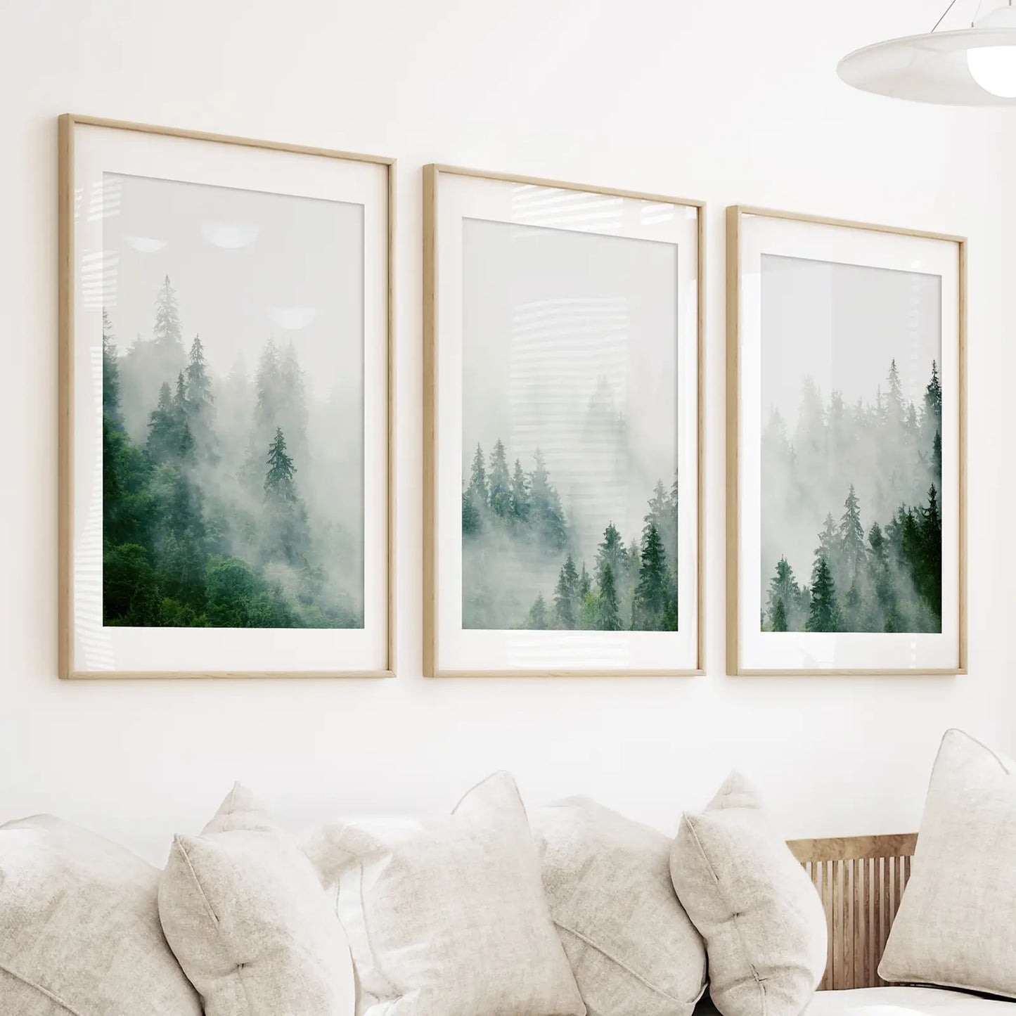 Evergreen Misty Forest Wall Art, Triptych 3 Piece Set
