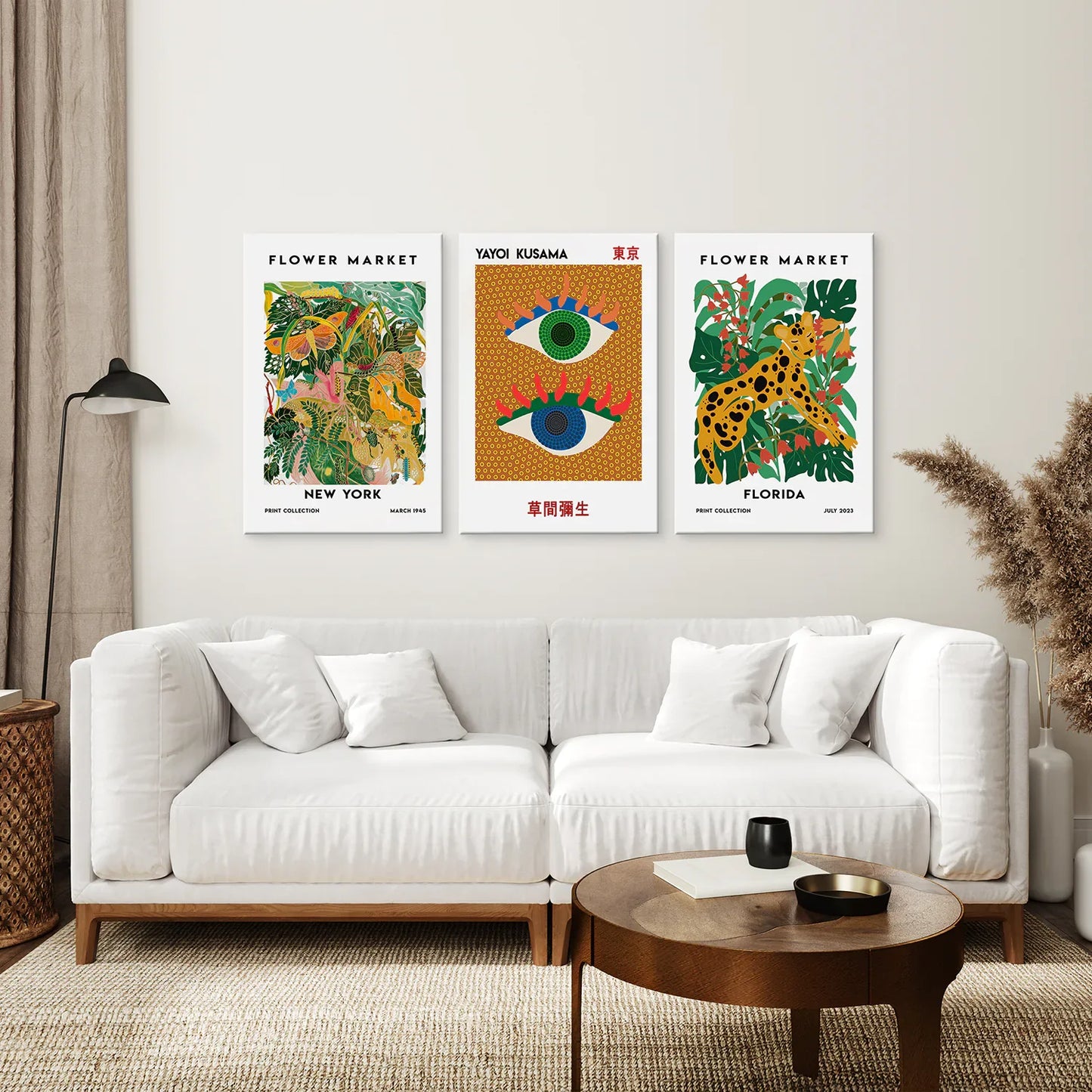 Modern Abstract Flower Marker Wall Art Set of 3