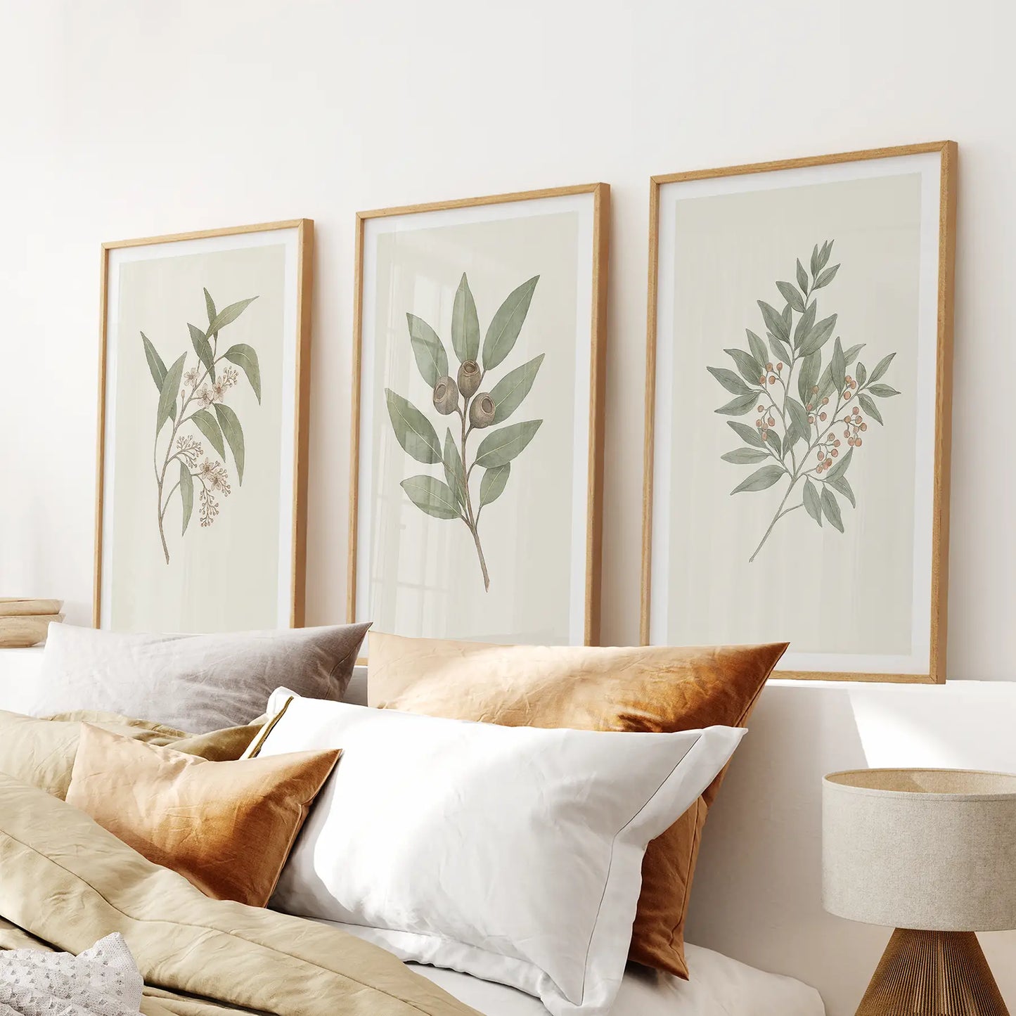 Vintage Neutral Botanical Gallery Wall Art Set of 3