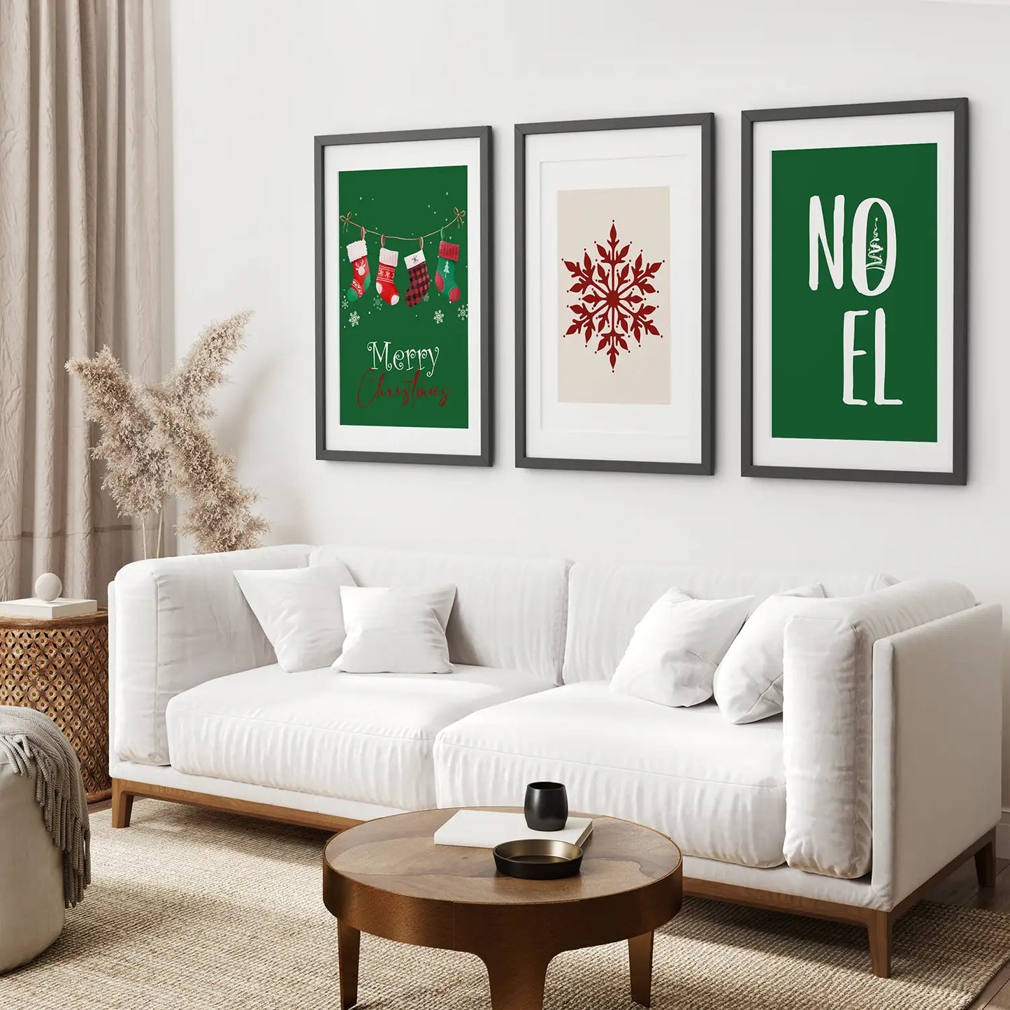 Green Christmas Nursery Wall Art Set of 3 Prints