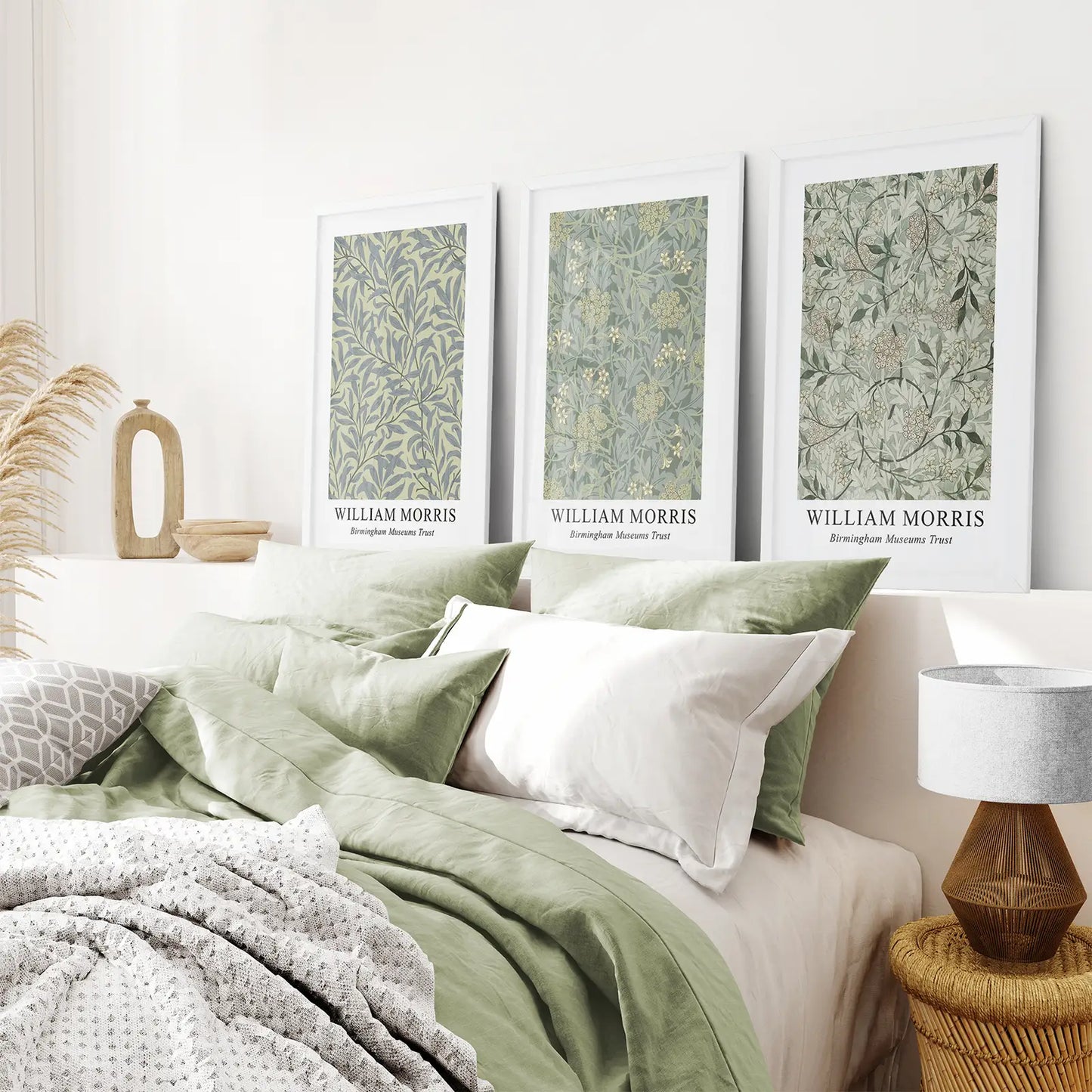 Large Floral Pattern Wall Art Set of 3 Vintage Prints