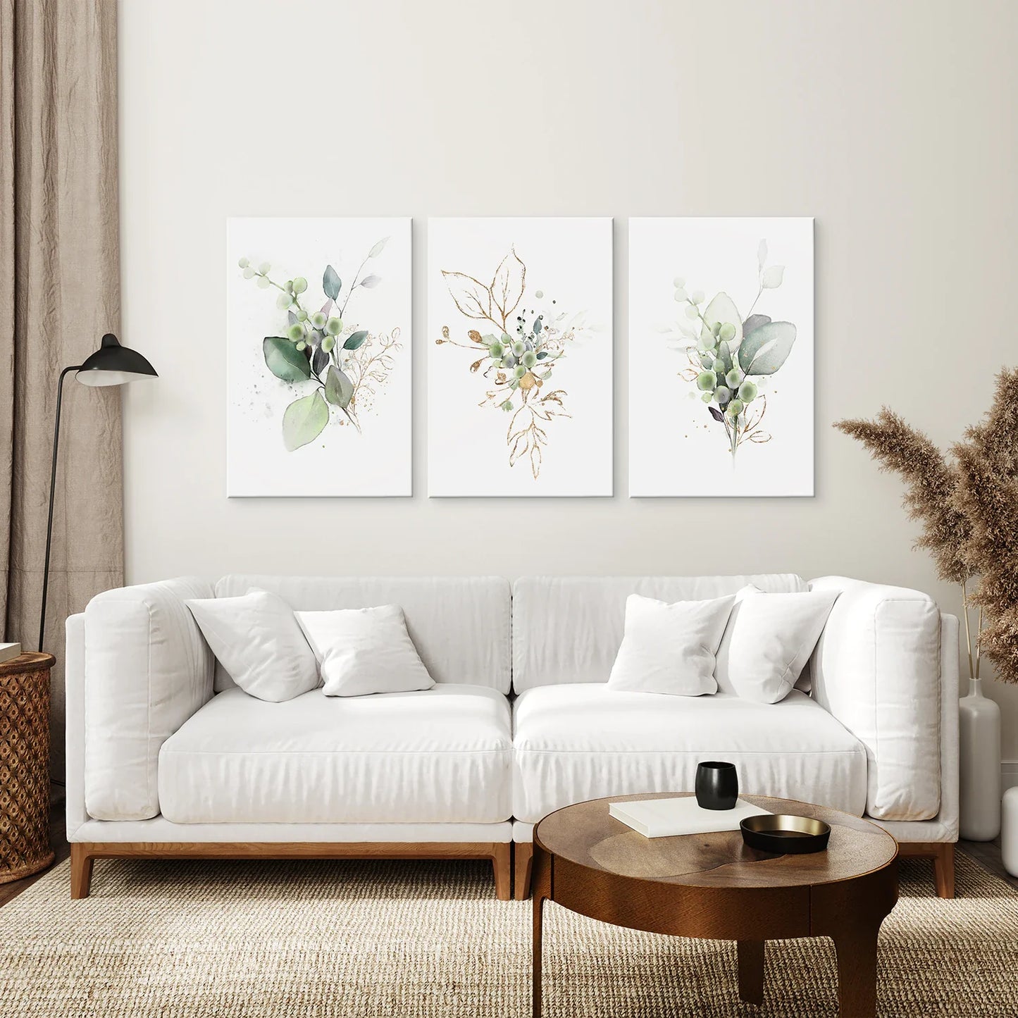 Green Watercolor Botanical Herbal Wall Art Set of 3