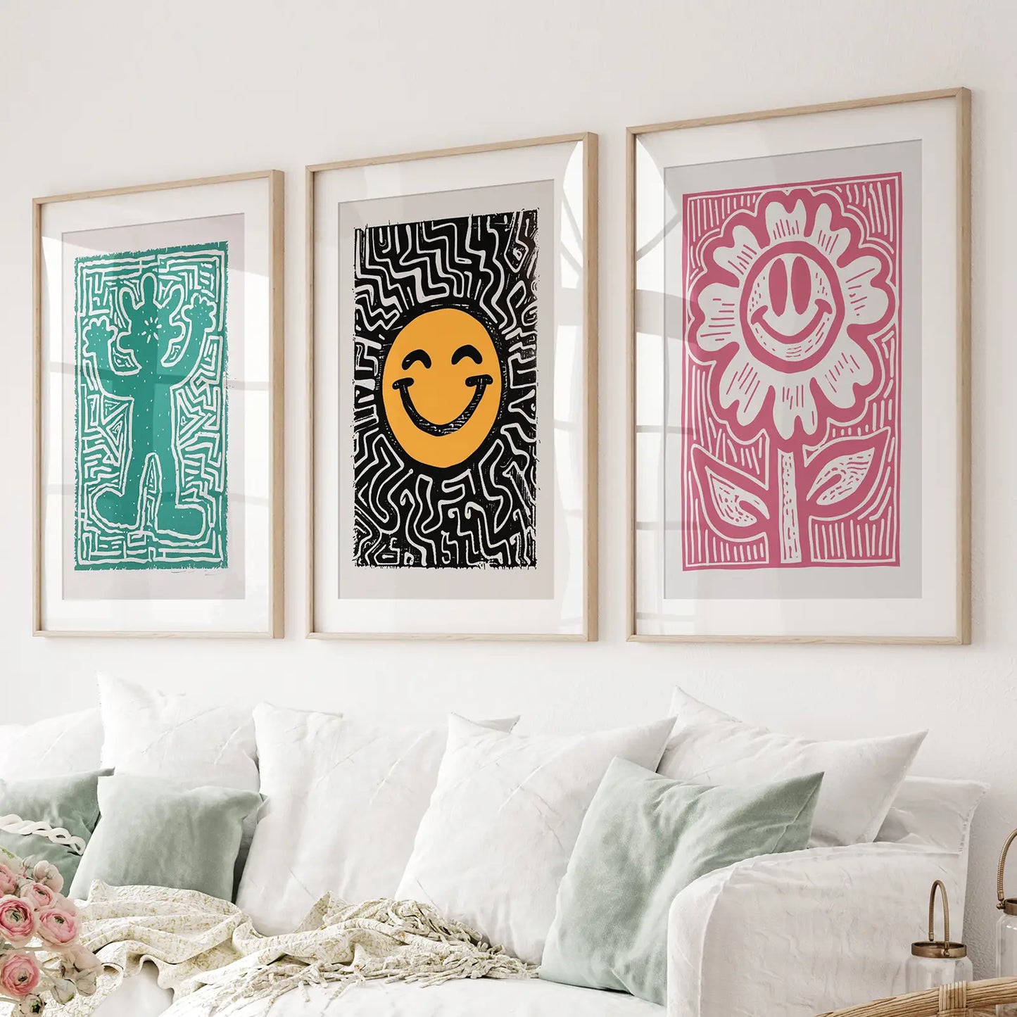 Funky Groovy Wall Art Set of 3 Retro Prints