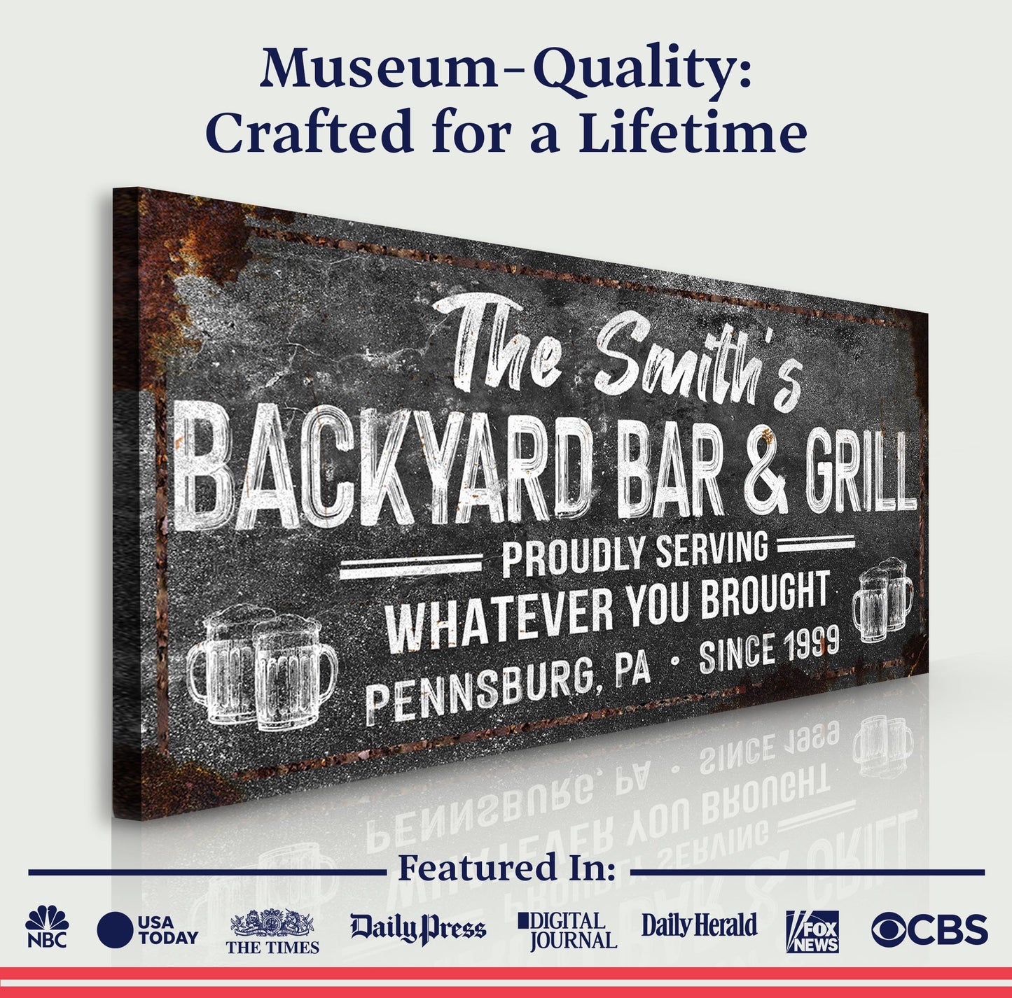 Backyard Bar and Grill Canvas Sign Deck Decor