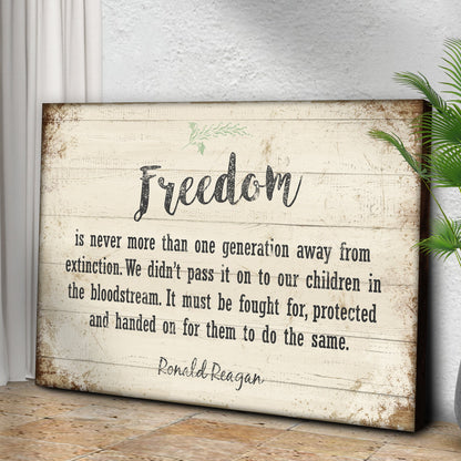 Freedom By Ronald Reagan Patriotic Canvas Sign II