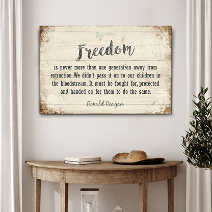 Freedom By Ronald Reagan Patriotic Canvas Sign II