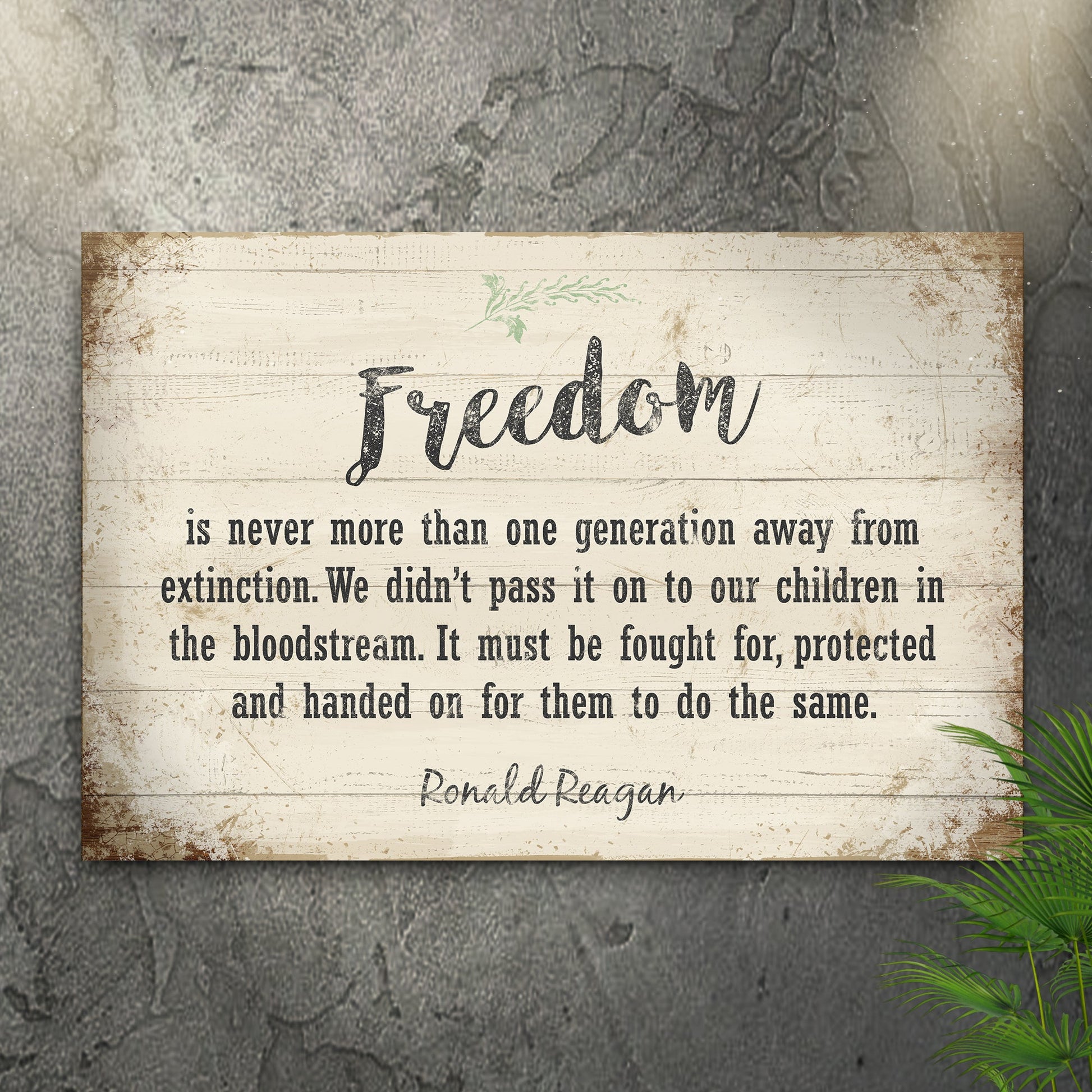 Freedom quote by Ronald Reagan patriotic rustic word-art canvas sign