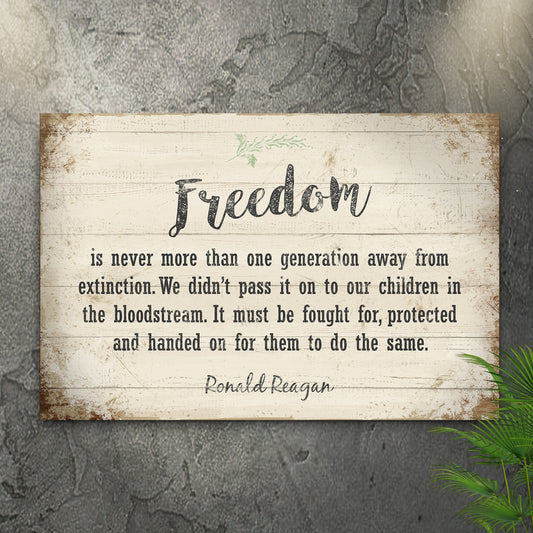 Freedom quote by Ronald Reagan patriotic rustic word-art canvas sign