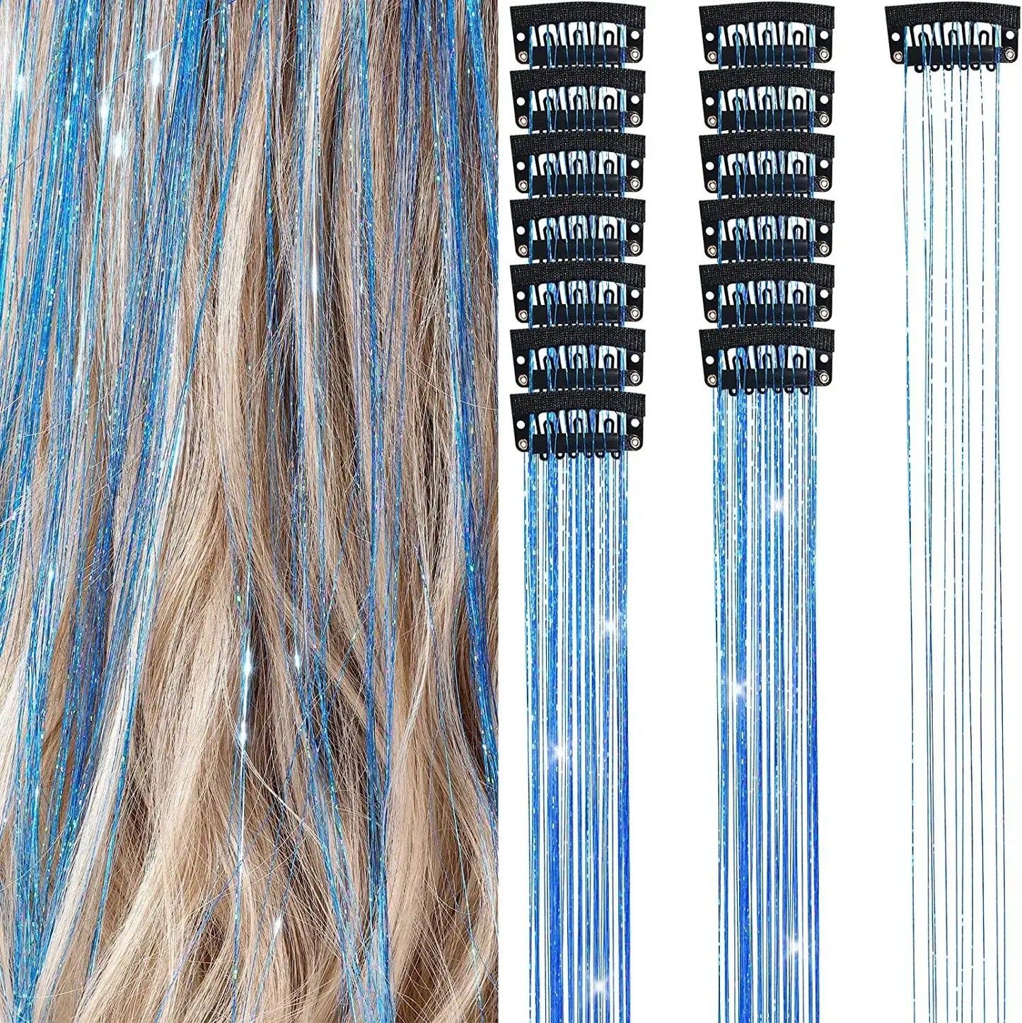 Hair tinsel blue