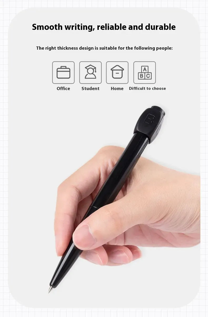 Hand holding fidget pen demonstrating smooth writing