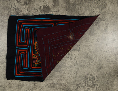 Black Orange and Blue Rooster Mola Tapestry Wall Hanging