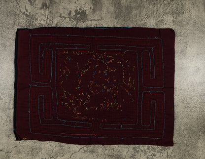 Black Orange and Blue Rooster Mola Tapestry Wall Hanging
