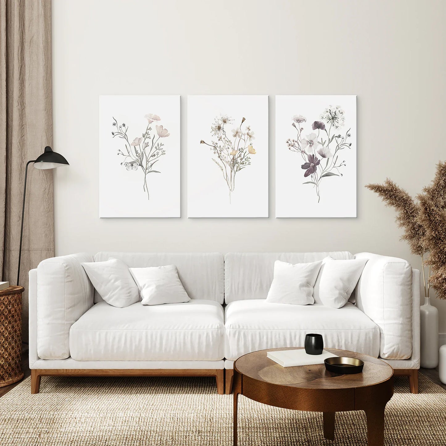Watercolor Floral Wall Art Set of 3, Dark Botanical Prints