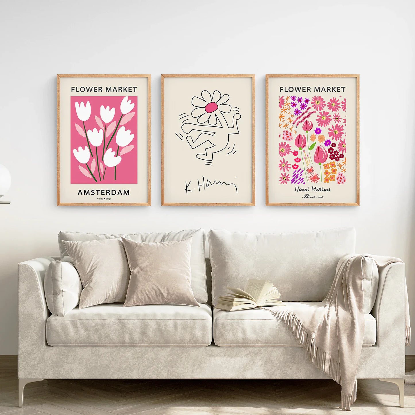 Pink Pop Art Wall Art Set of 3, Modern Gallery Prints