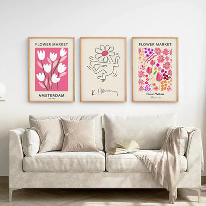 Pink Pop Art Wall Art Set of 3, Modern Gallery Prints