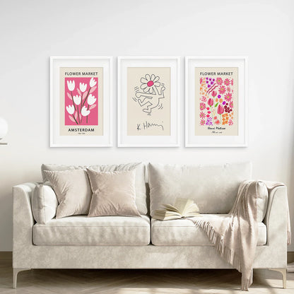 Pink Pop Art Wall Art Set of 3, Modern Gallery Prints