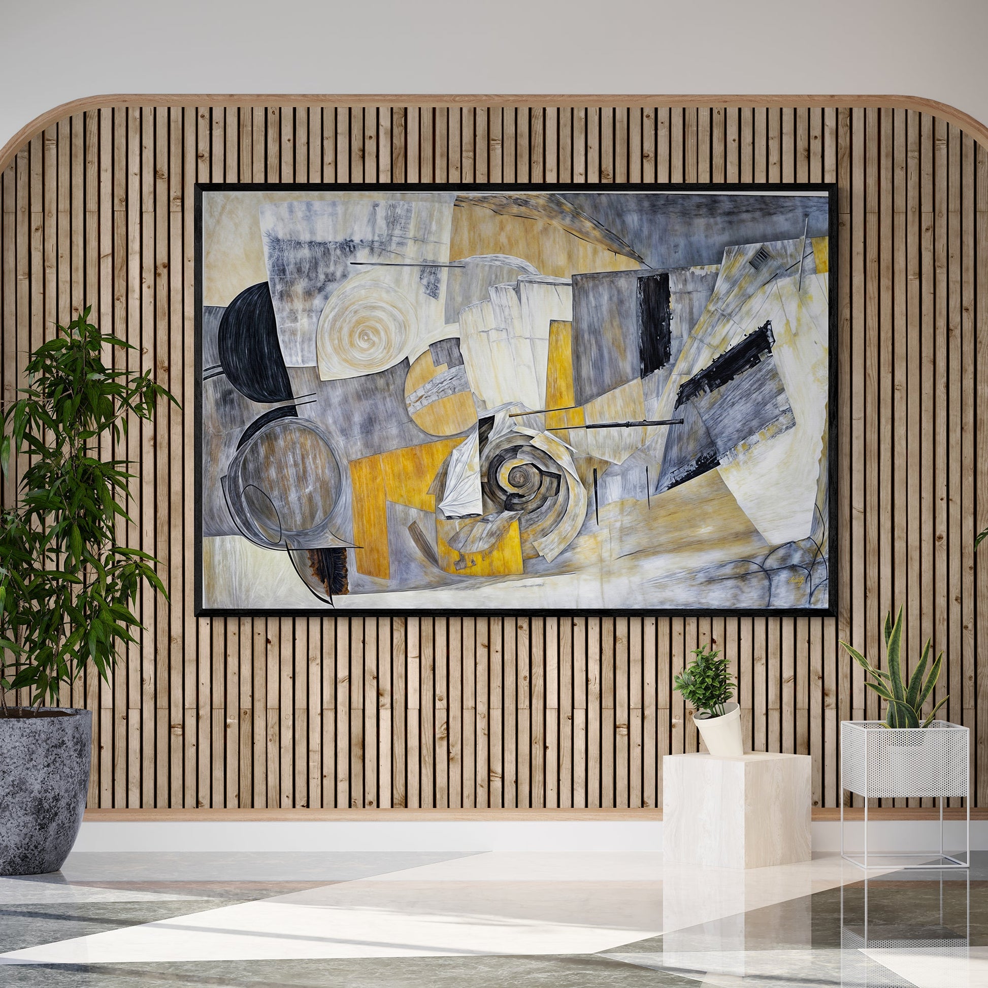 Harmonic Dissonance abstract canvas wall art with bold shapes and blended color