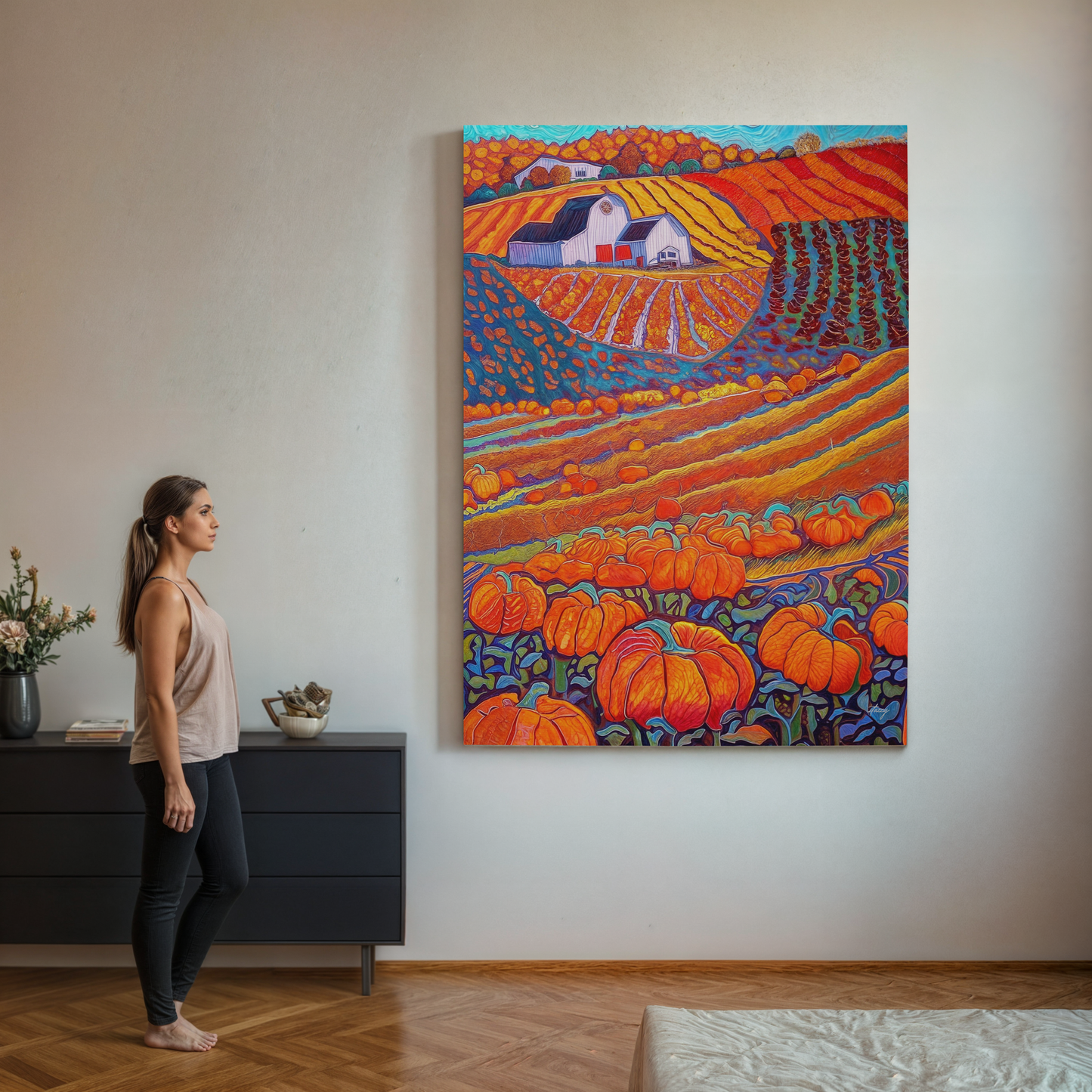 Harvest Hues Autumn Landscape Canvas Wall Art
