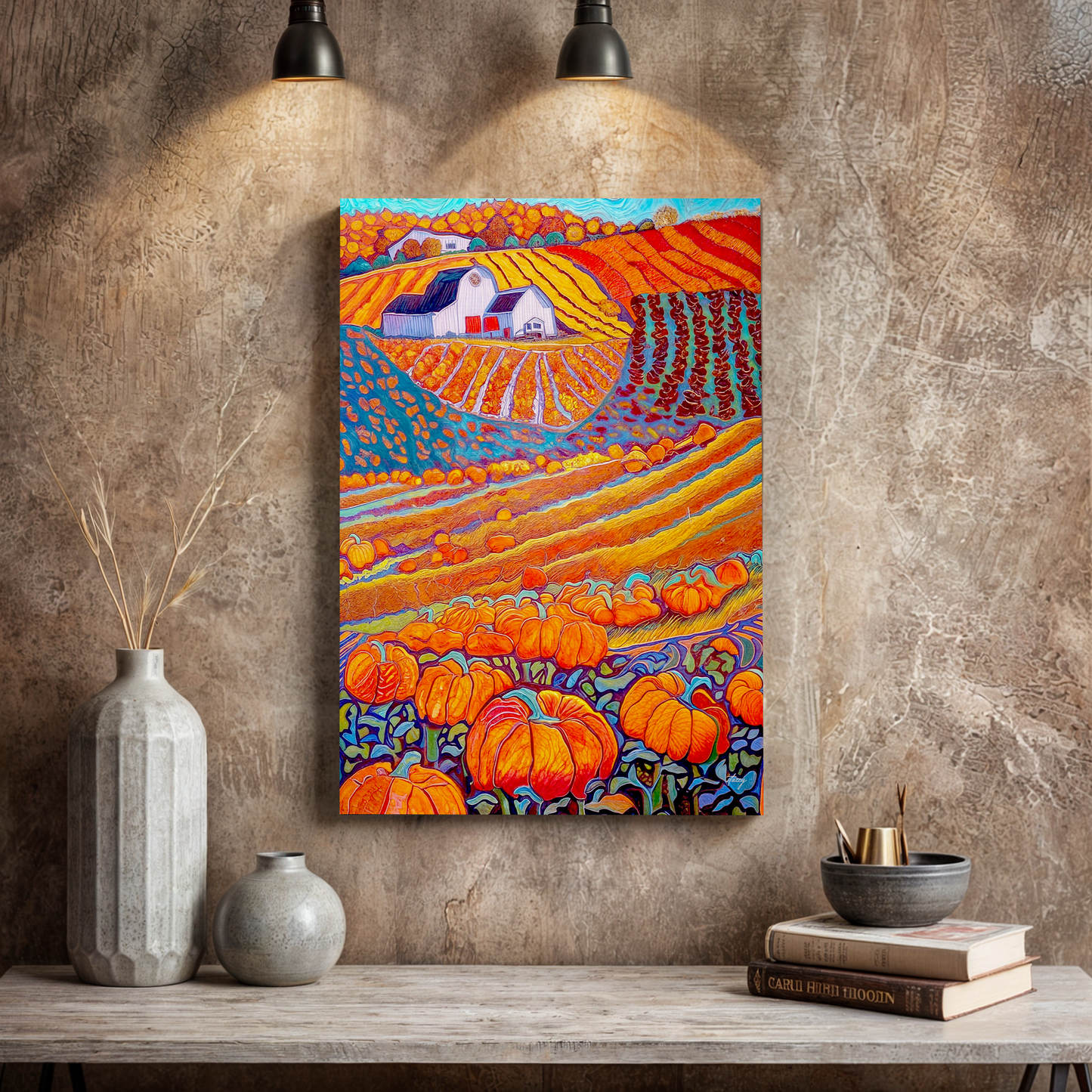 Harvest Hues Autumn Landscape Canvas Wall Art