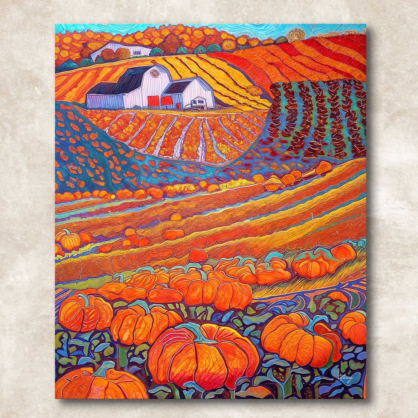 Harvest Hues Autumn Landscape Canvas Wall Art
