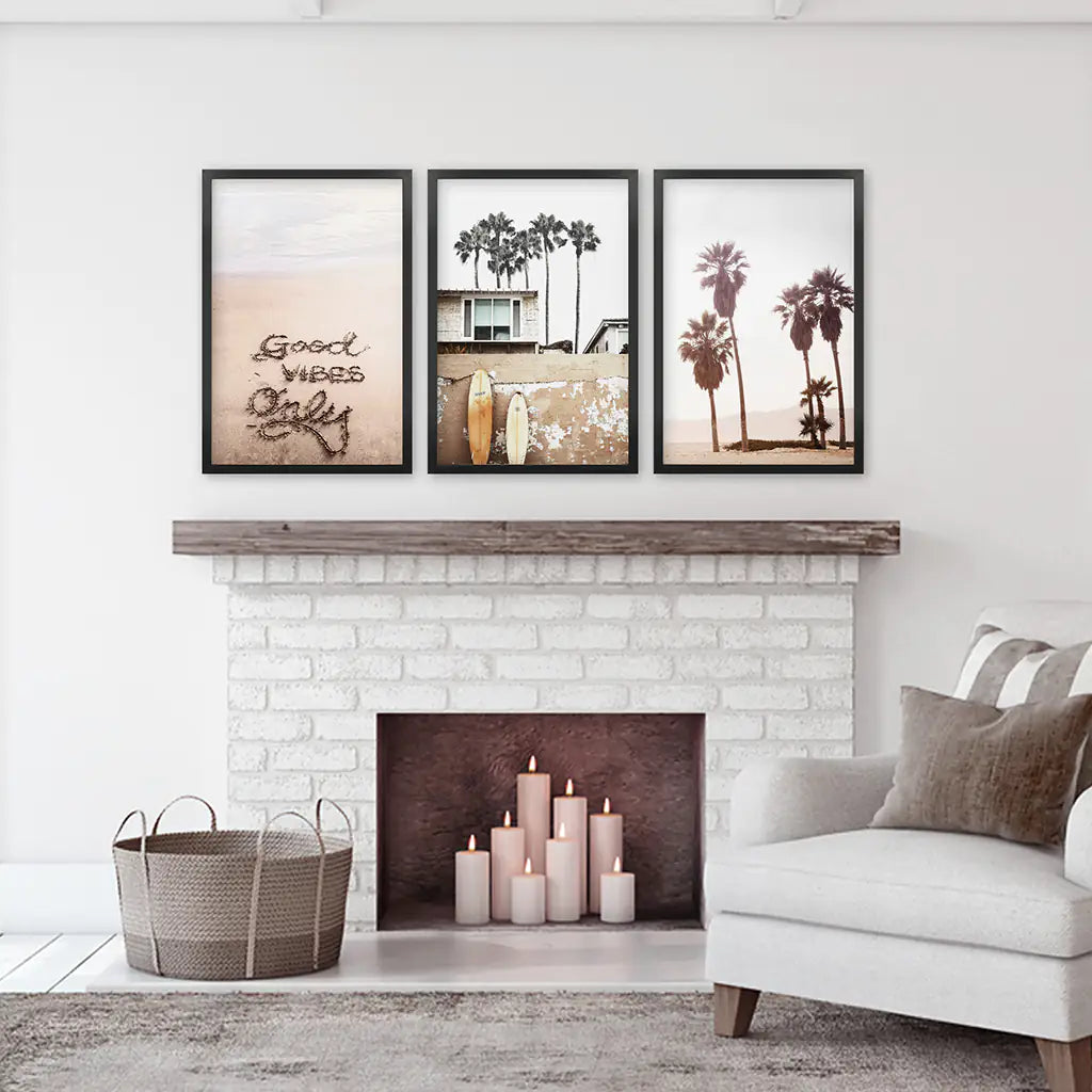 Boho Coastal Wall Art Set of 3 Surf Prints