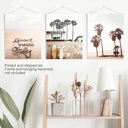 Boho Coastal Wall Art Set of 3 Surf Prints