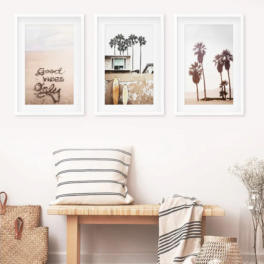 Boho Coastal Wall Art Set of 3 Surf Prints