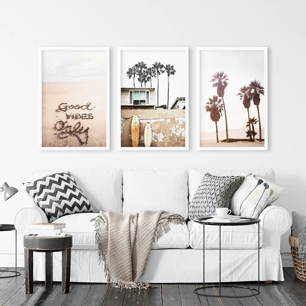 Boho Coastal Wall Art Set of 3 Surf Prints