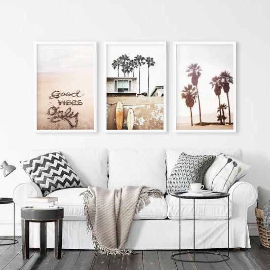 Boho Coastal Wall Art Set of 3 Surf Prints