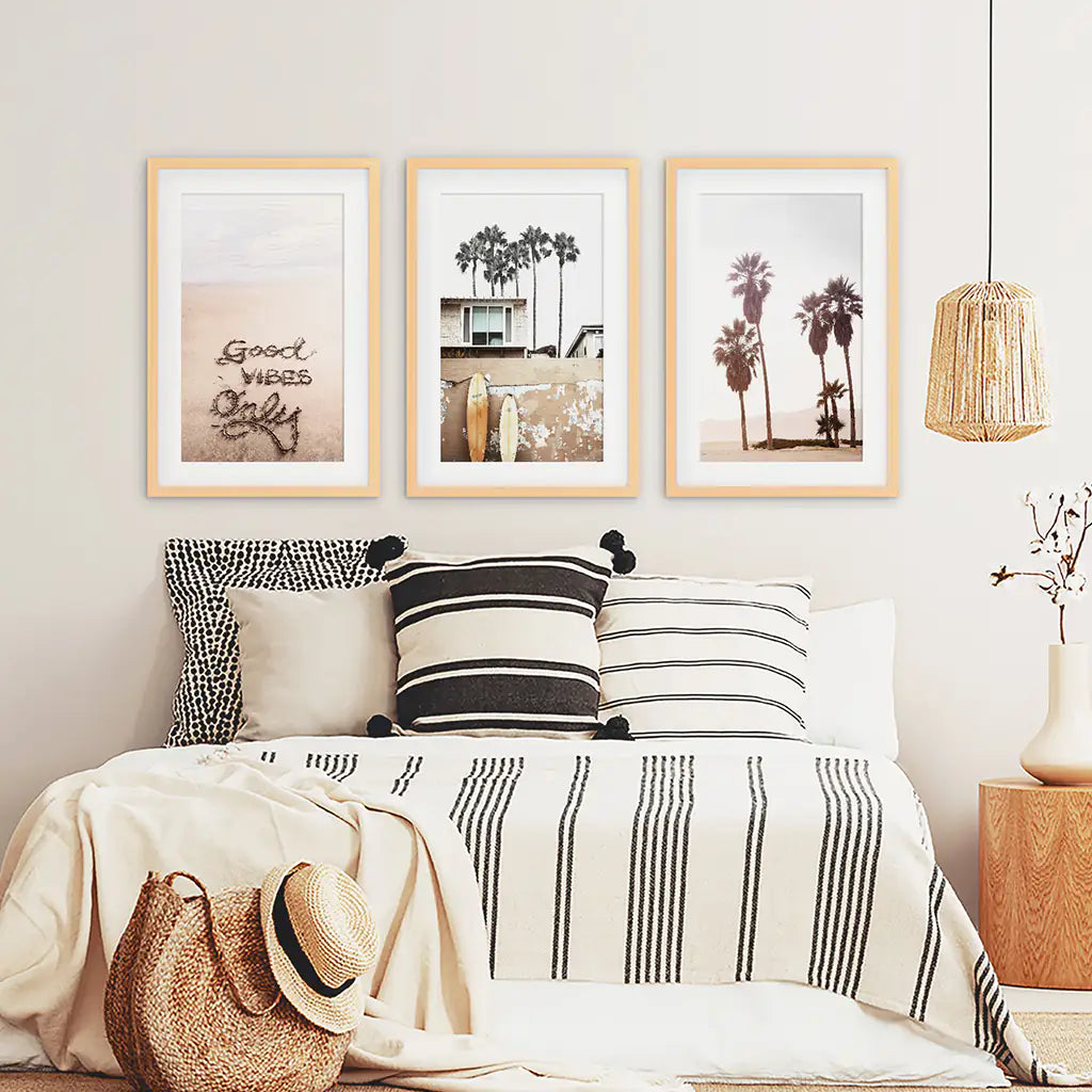 Boho Coastal Wall Art Set of 3 Surf Prints