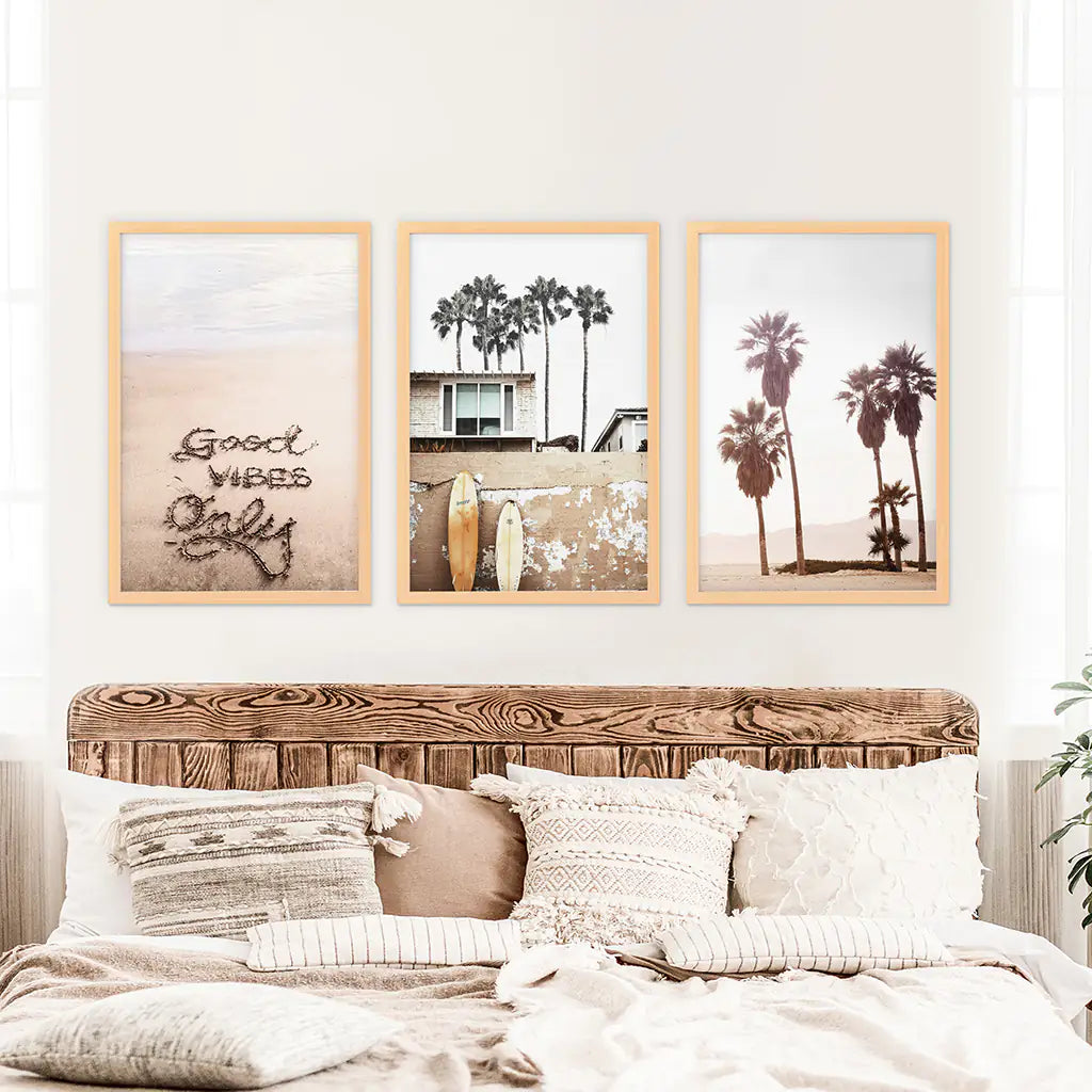 Boho Coastal Wall Art Set of 3 Surf Prints