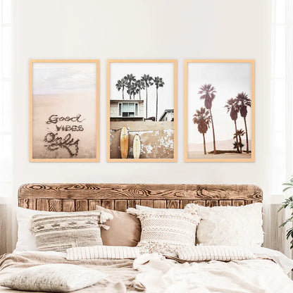 Boho Coastal Wall Art Set of 3 Surf Prints