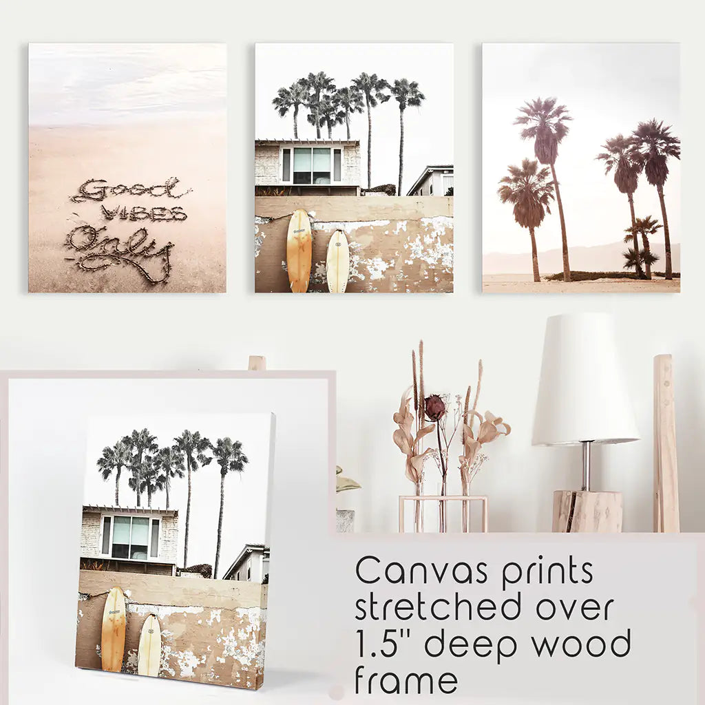 Boho Coastal Wall Art Set of 3 Surf Prints