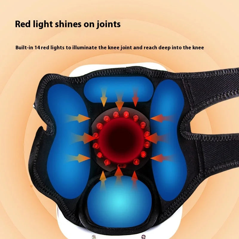 Heated knee wrap with 14 built-in red light therapy LEDs for deep penetration and joint pain relief