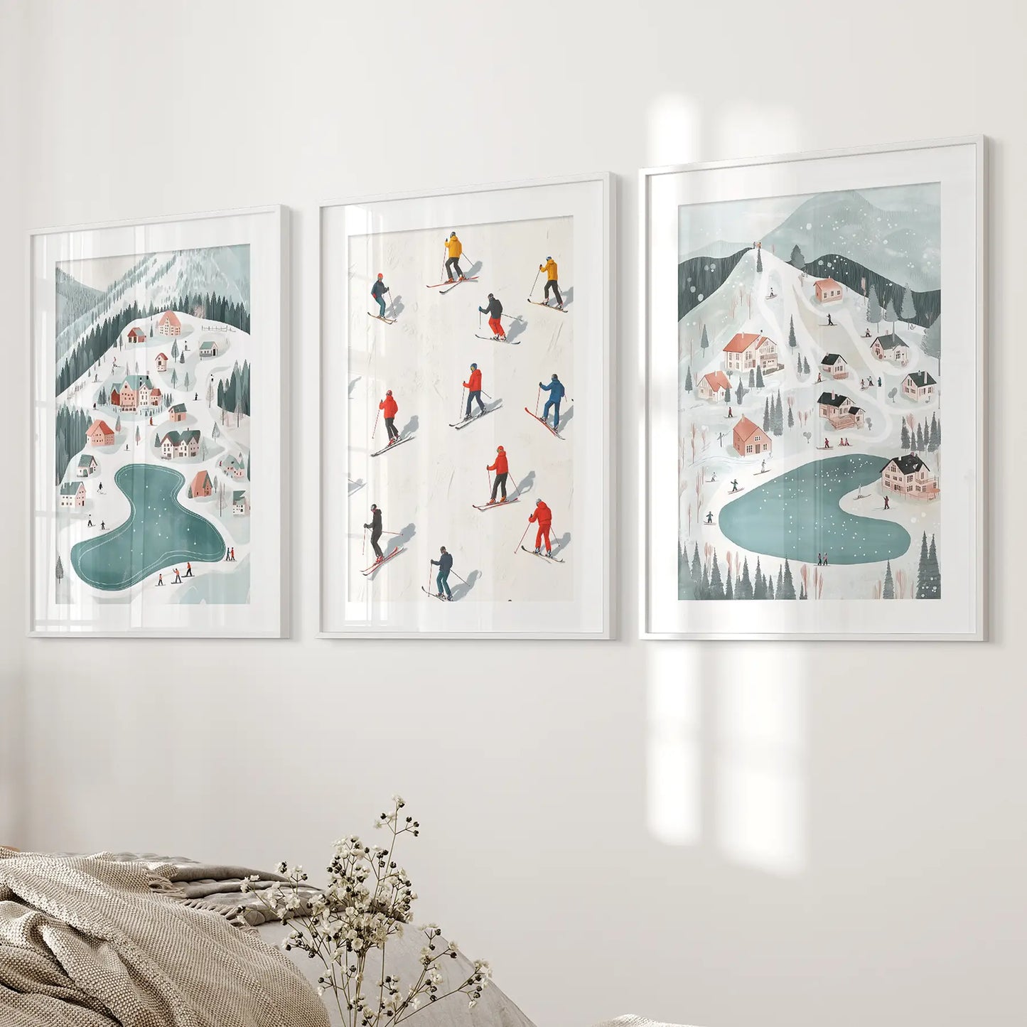 Christmas Village Holiday Wall Art Print Set